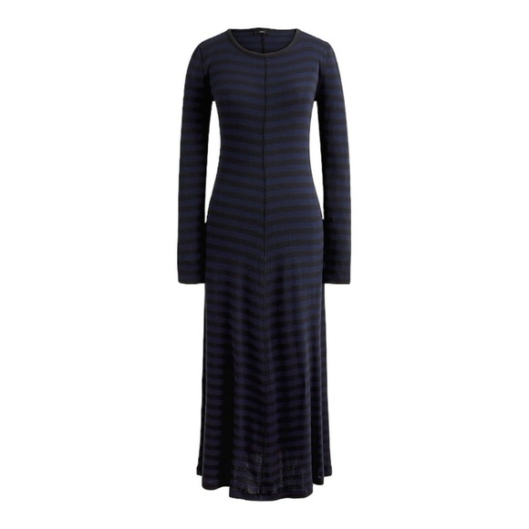 J CREW Striped Long Sleeve Modal & Cotton Midi Dress Size Medium - Picture 1 of 11